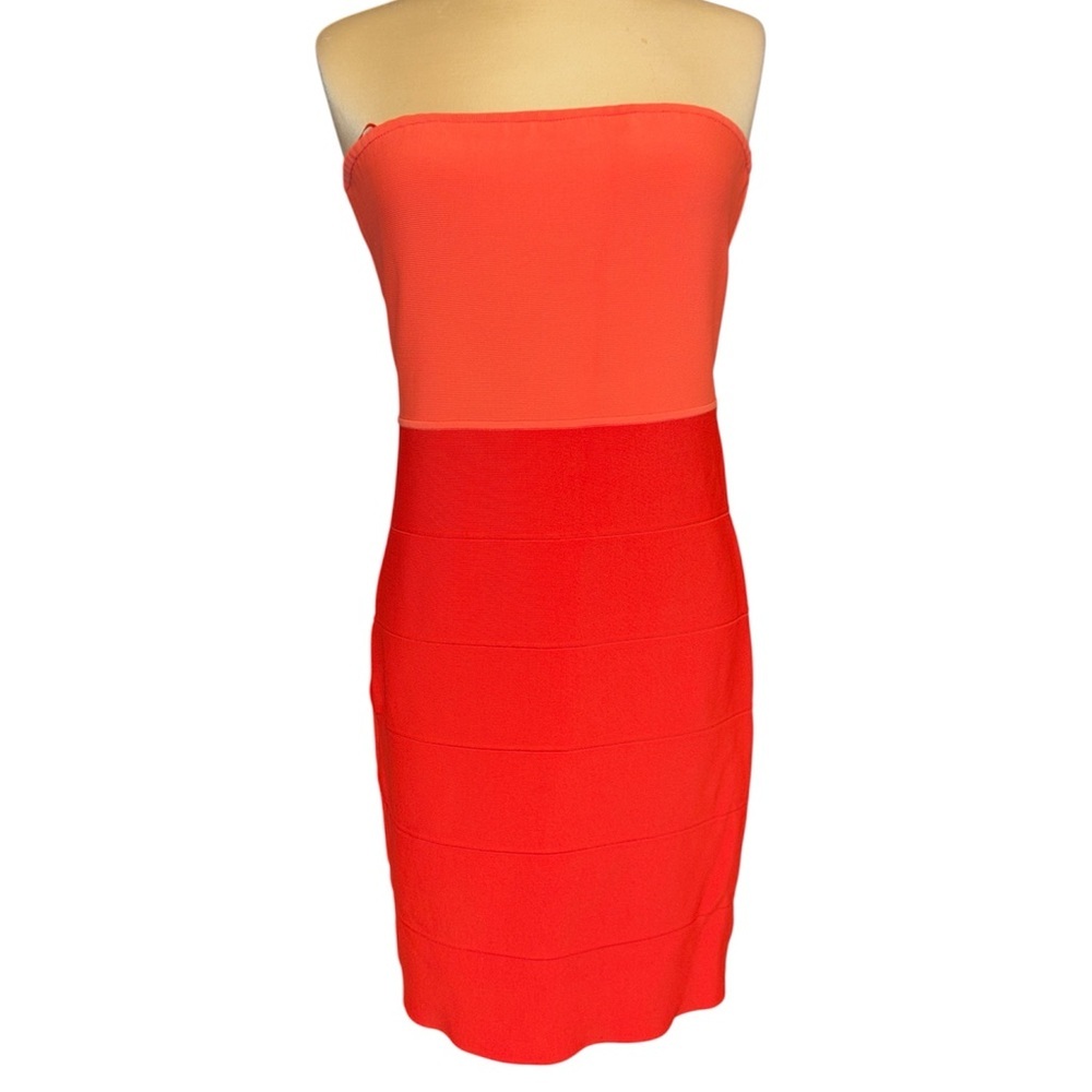 BCBGMaxAzria minidress Alyona strapless zip up back two tone color Size Large
